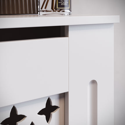 SIRHONA Habillage de radiateur Bois Grille croisée 152x19x81.5cm Blanc - SIRHONA