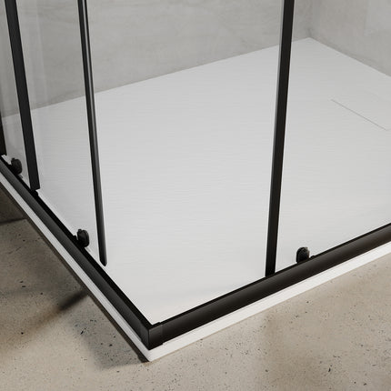 Cabine de douche d'angle, paroi de douche en verre trempé de sécurité de 6 mm, hauteur 195cm, noir - SIRHONA