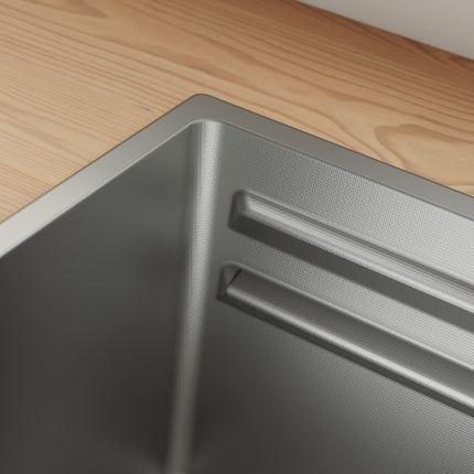 Évier de cuisine en acier inoxydable 304 SUS à 1 cuve, évier encastrable à une cuve avec  filtre à déchets rectangulaire côté étroit, Argenté, 70×44cm - SIRHONA