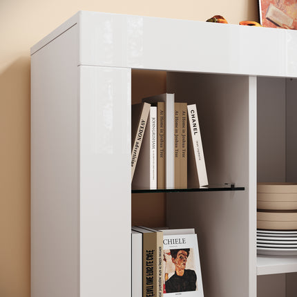 Buffet, armoire de cuisine avec éclairage LED (12 couleurs réglables) blanc  90 x 35 x 83 cm - SIRHONA