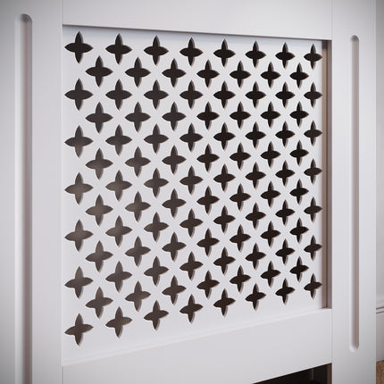 SIRHONA Habillage de radiateur Bois Grille croisée 152x19x81.5cm Blanc - SIRHONA