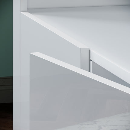 Commode Sideboard avec éclairage LED brillant Meuble de  Armoire de salon, blanc - SIRHONA