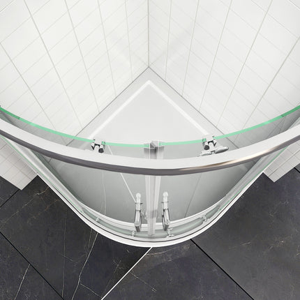 Cabine de douche Paroi de douche ronde Porte coulissante ESG Porte en verre 80/90/100cm Hauteur 185cm /195cm - SIRHONA