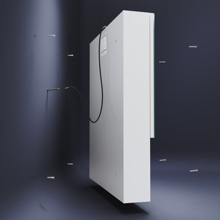 SIRHONA Armoire de Toilette Miroir, Armoire Murale avec Éclairage LED et Prises de Courant, Interrupteurs à Commande Tactile, Dimmable 60 x 75 x 13cm - SIRHONA