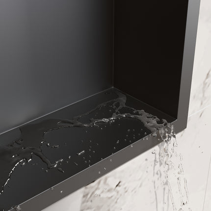 Niche murale de douche en acier inoxydable, niche de douche encastrée, étagère unique de stockage pour salle de bains, pas de carrelage nécessaire, 90 x 30 x 10 cm, noir - SIRHONA