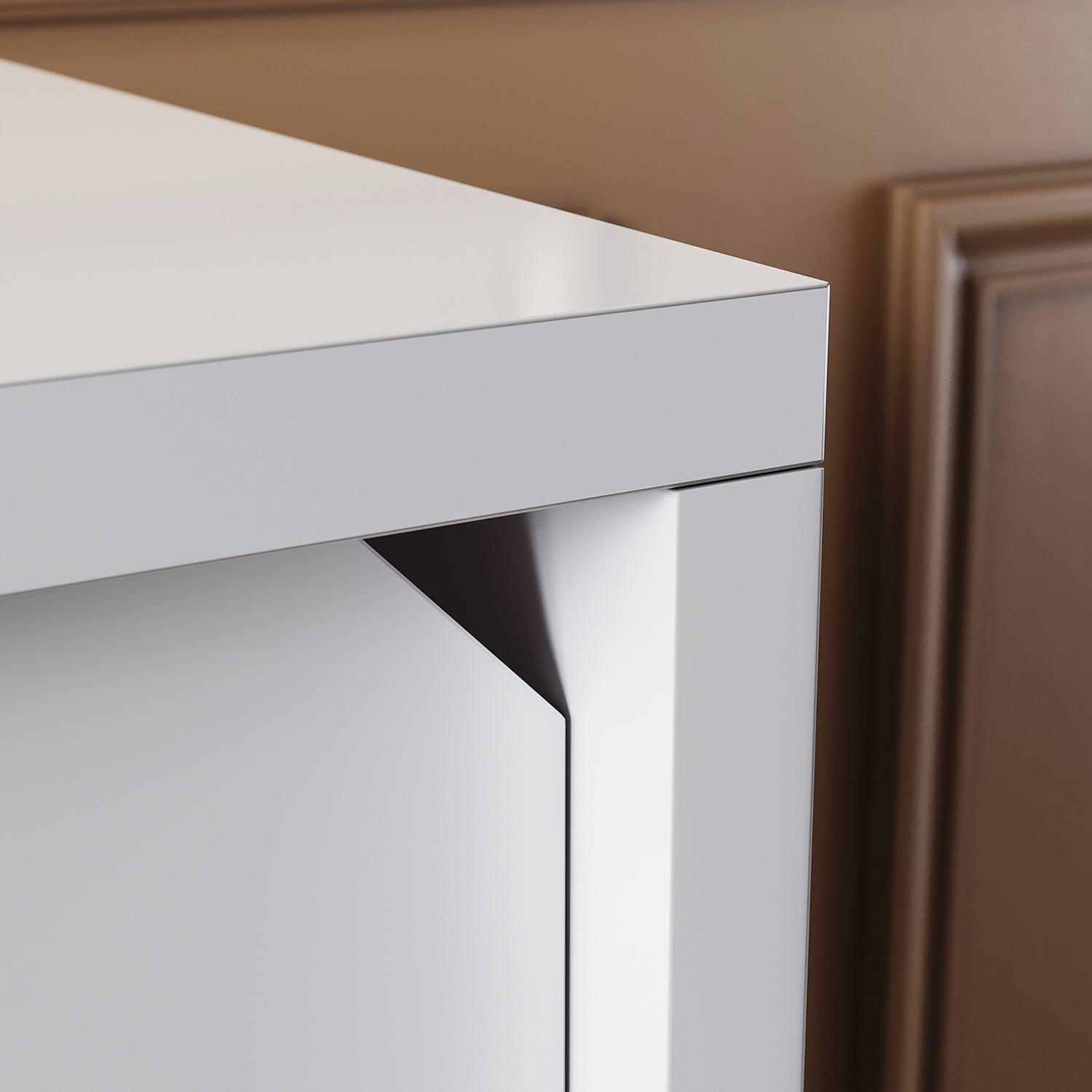 Commode Sideboard avec éclairage LED brillant Meuble de  Armoire de salon, blanc