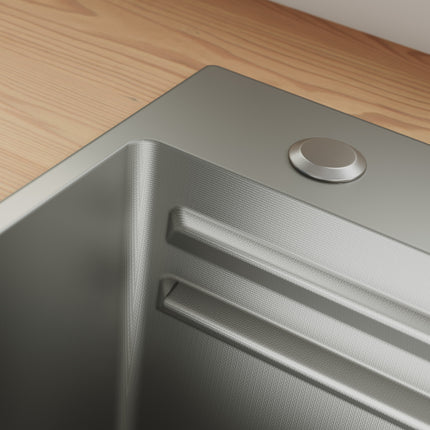 Évier de cuisine en acier inoxydable 304 SUS à 1 cuve, évier encastré à une cuve avec égouttoir, 70 × 45 cm - SIRHONA