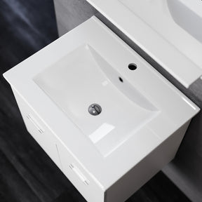 SIRHONA Combinaison meuble-lavabo pour petit espace, ensemble moderne de meubles suspendus avec plan vasque en résine Blanc - SIRHONA