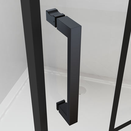 SIRHONA Porte de douche battante noire porte de douche rotative 180° verre trempé 5mm anti-calcaire 80 ~100cm x 195cm - SIRHONA