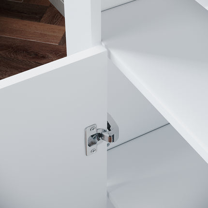 Commode Sideboard avec éclairage LED brillant Meuble de  Armoire de salon, blanc - SIRHONA