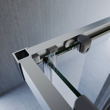 Cabine de douche, à entrée d'angle avec cadre en aluminium et verre trempé de sécurité de 6 mm - SIRHONA