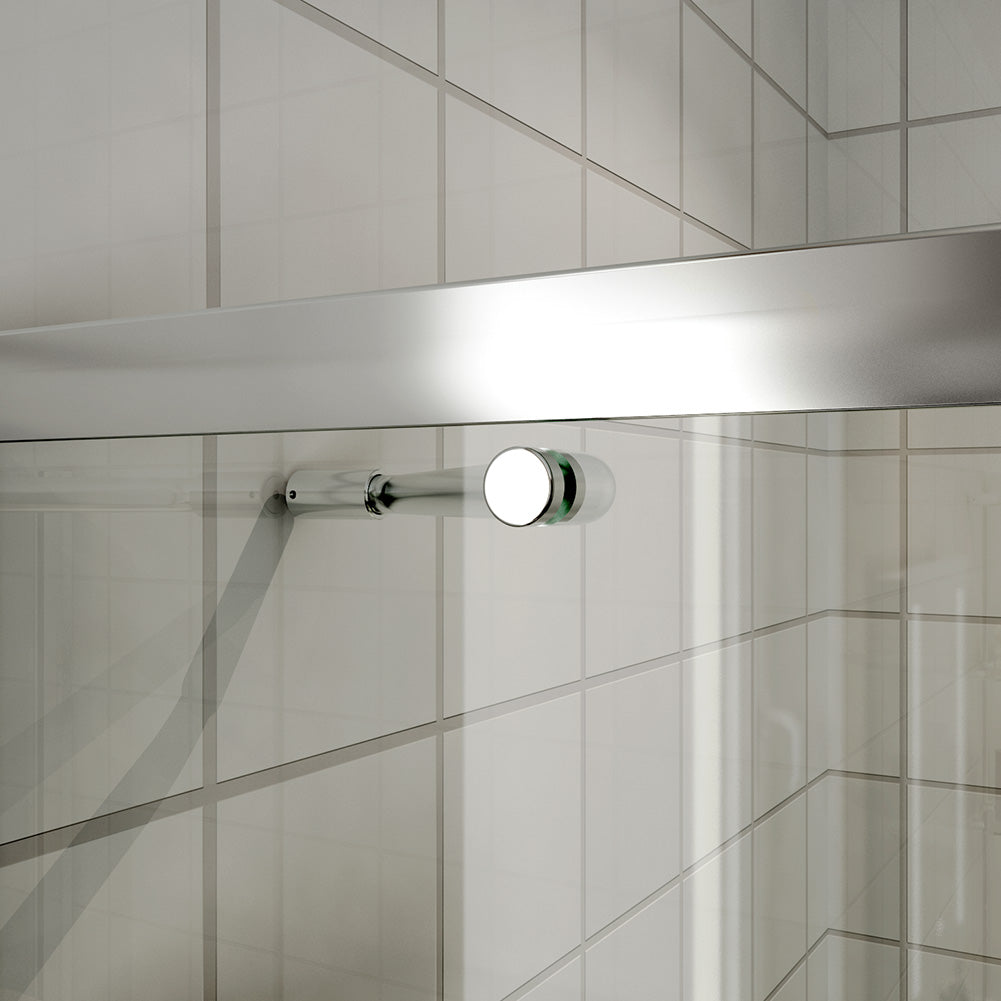 SIRHONA Porte de douche coulissante 70-76 cm avec paroi latérale fixe en verre de 30 cm - SIRHONA