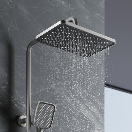 Colonne de Douche Thermostatique 38°C avec Pommeau de Douche, 3 Sorties d'Eau, Réglable en Hauteur, Gris Pistolet - SIRHONA