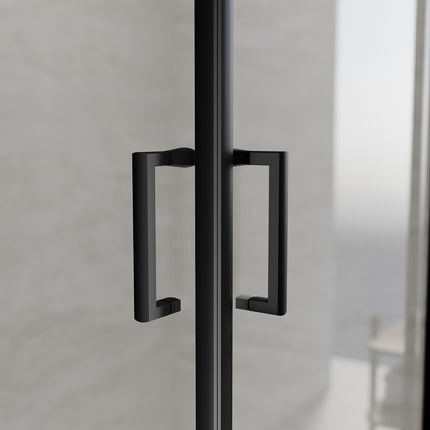 Cabine de douche d'angle, paroi de douche en verre trempé de sécurité de 6 mm, hauteur 195cm, noir - SIRHONA