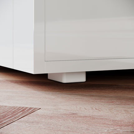 Commode Sideboard avec éclairage LED brillant Meuble de  Armoire de salon, blanc - SIRHONA