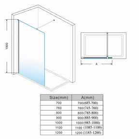 SIRHONA Paroi de douche italienne 70-120 cm x 200 cm, 8 mm verre Nano transparent