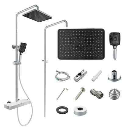 SIRHONA Colonne de Douche Thermostatique, Laiton Chromé Colonne de Douche Tube Rond - SIRHONA