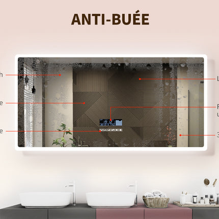 SIRHONA Miroir de Salle de Bain LED Anti-buée Miroir avec éclairage LED Miroir Cosmétiques Mural avec 3 températures de Couleur - SIRHONA