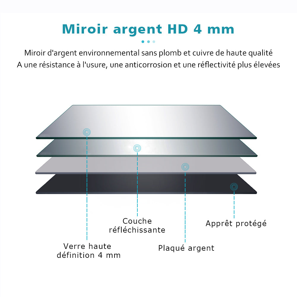 SIRHONA Miroir LED Miroir de salle de bain avec éclairage Interrupteur tactile 100x60cm - SIRHONA