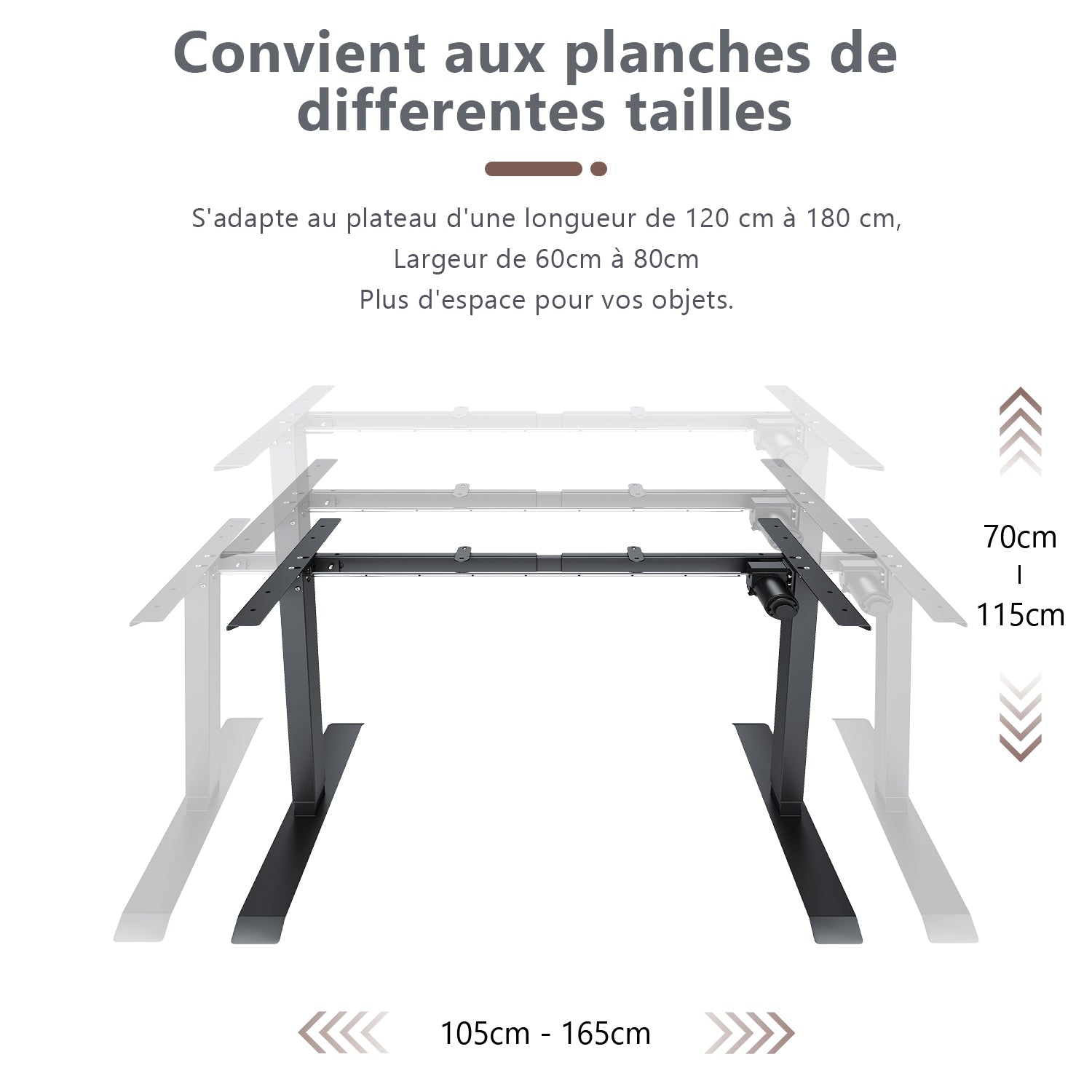 Bureau Électrique Réglable - 3 Étages  Contrôle de Mémoire  Moteur Unique  Capacité de Charge 100kg Noir SIRHONA - SIRHONA