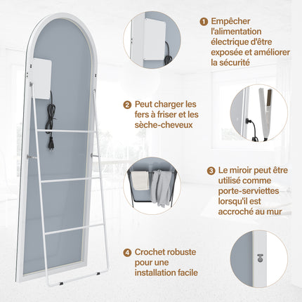 SIRHONA Miroir LED sur pied avec éclairage tricolore réglable 1600x600x35mm - SIRHONA