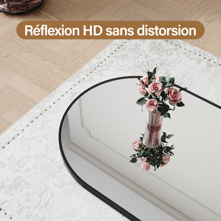 SIRHONA Miroir sur Pied, Noir voûté avec Support 1600x600x30mm - SIRHONA