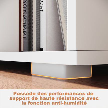 Table basse avec tiroirs de rangement et éclairage LED réglable Disponible en 12 couleurs Blanc 55 x 100 x 40 cm - SIRHONA