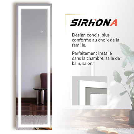 Miroir intégral avec éclairage LED 3 couleurs Miroir sur pied blanc 150x40x3.5cm Miroir mural - SIRHONA