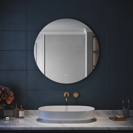 SIRHONA Miroir Rond Salle de Bain LED Miroir Lumineux Salle de Bain avec Eclairage Intégré, 3 températures de Couleur, Anti-buée - SIRHONA