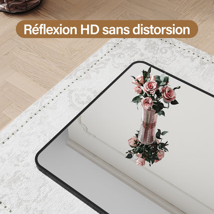 SIRHONA Miroir de maquillage 1000 x 700 x 35 mm, cadre noir, miroir carré mural - SIRHONA