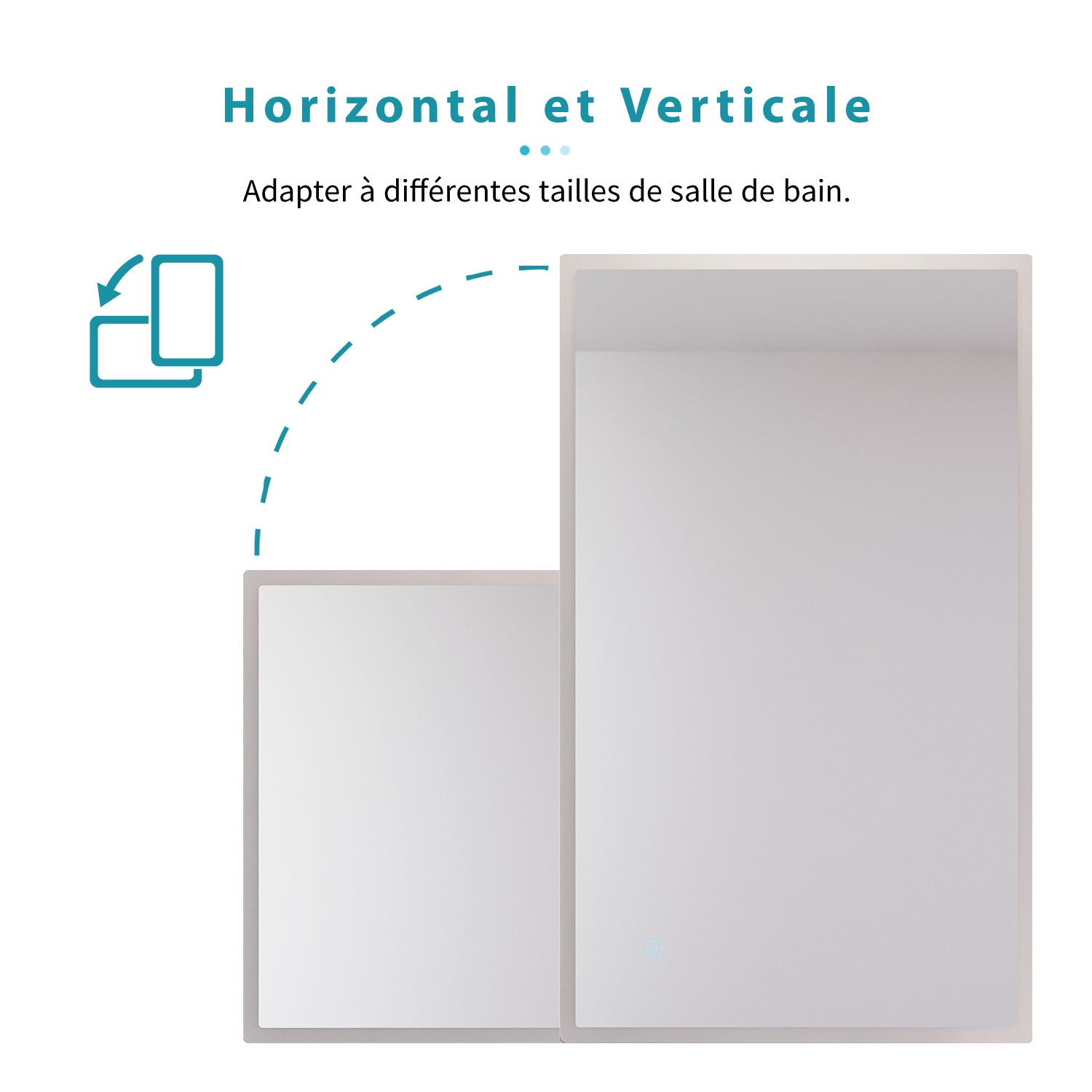 SIRHONA Miroir LED Miroir de salle de bain avec éclairage Interrupteur tactile 100x60cm - SIRHONA