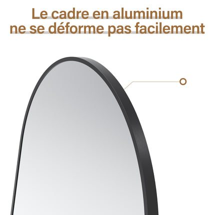 SIRHONA Miroir sur Pied, Noir voûté avec Support 1600x600x30mm - SIRHONA
