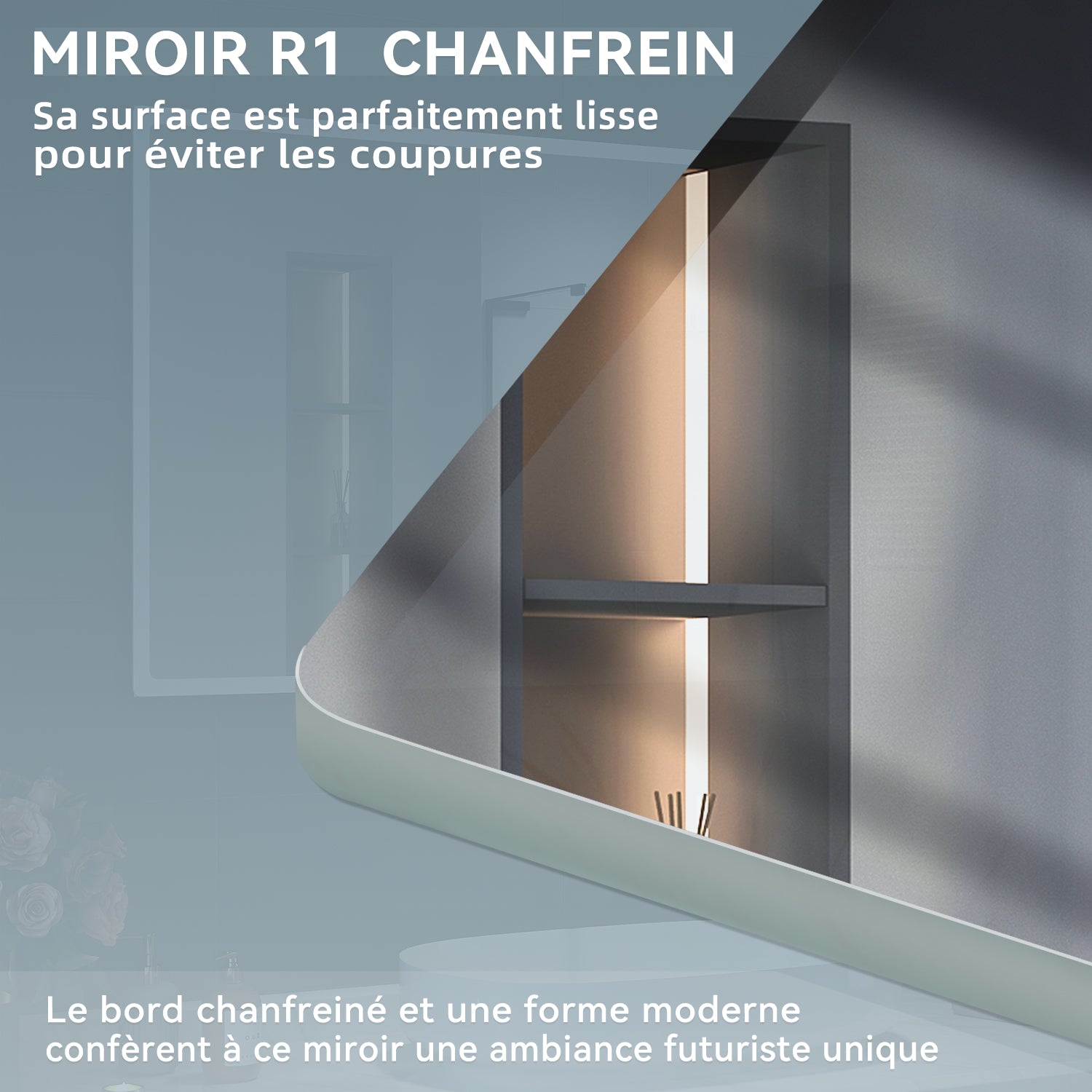 SIRHONA Miroir LED Salle de Bain Bluetooth 80x60cm Miroir Lumineux Salle de Bain avec Eclairage Intégré Anti-buée - SIRHONA