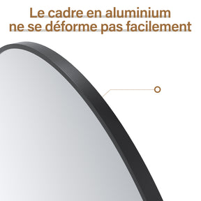 SIRHONA Miroir de maquillage avec cadre noir 900 x 900 x 35 mm, miroir rond mural - SIRHONA