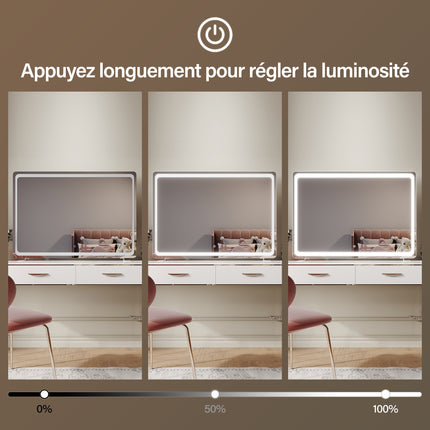 SIRHONA Miroir LED de maquillage moderne, mural ou sur pied 1000 x 700 x 35 mm - SIRHONA