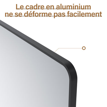 SIRHONA Miroir de maquillage 1000 x 700 x 35 mm, cadre noir, miroir carré mural - SIRHONA