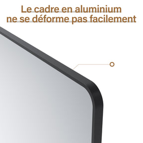 SIRHONA Miroir de maquillage 1000 x 700 x 35 mm, cadre noir, miroir carré mural - SIRHONA