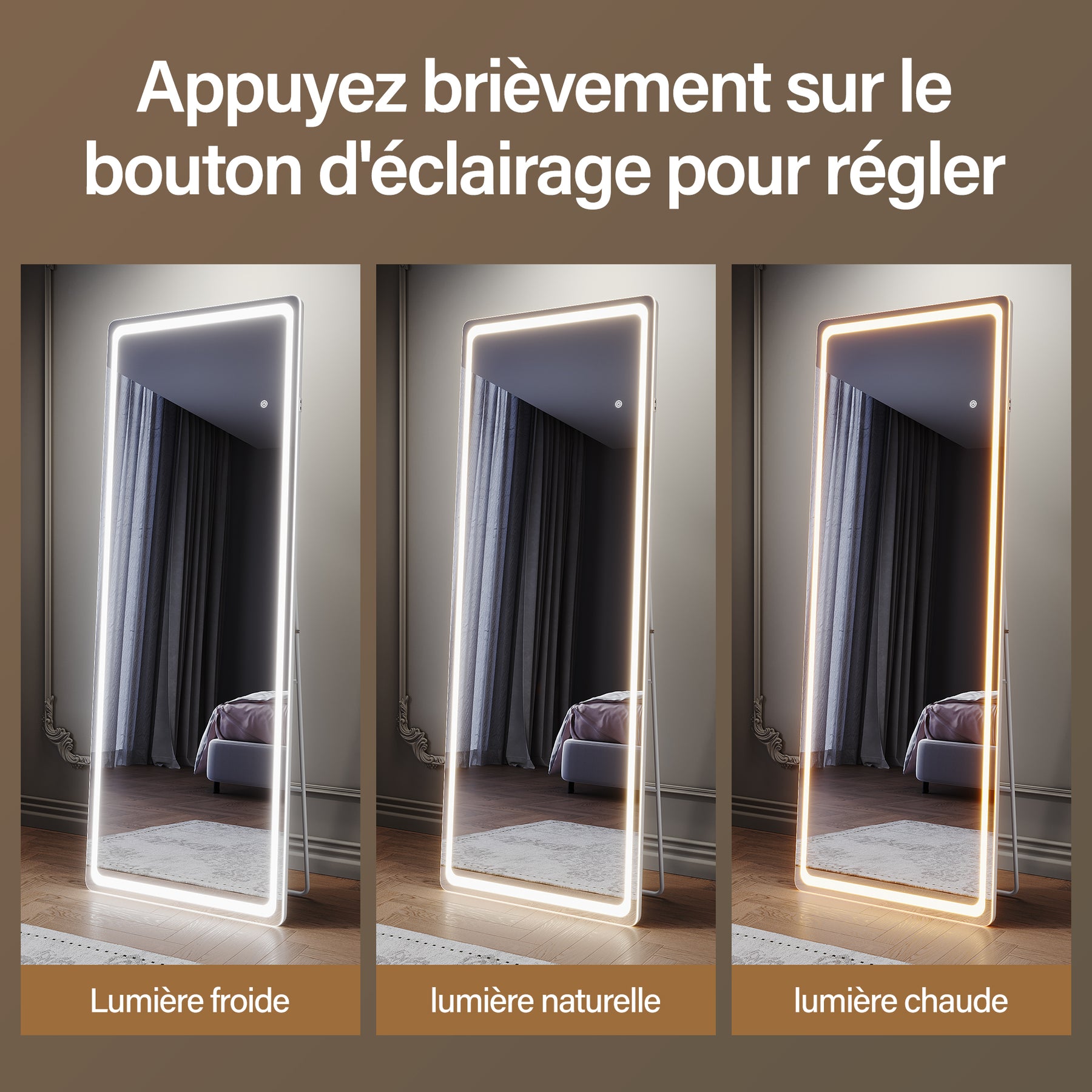 SIRHONA Miroirs grand format sur pied 1600x600x35mm