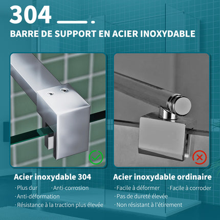 SIRHONA Paroi de douche italienne 70-120 cm x 200 cm, 8 mm verre Nano transparent - SIRHONA