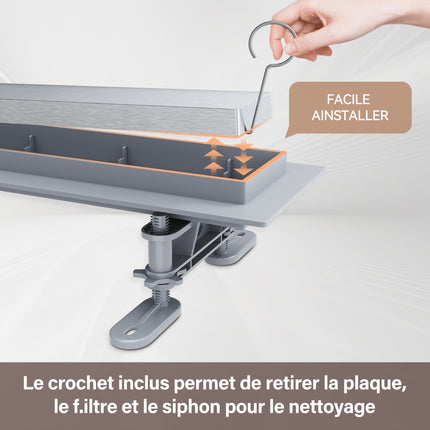 Paroi de douche Accessoires Drain de sol à l'italienne Double face Acier inoxydable 304 brossé Tailles disponibles 40-80 cm - SIRHONA