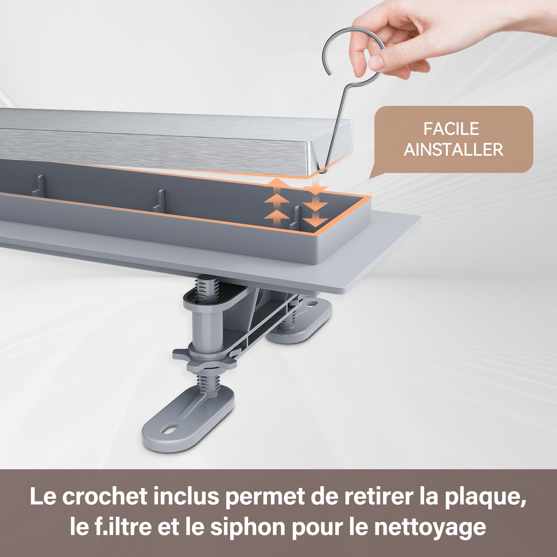 Paroi de douche Accessoires Drain de sol à l'italienne Double face Acier inoxydable 304 brossé Tailles disponibles 40-80 cm