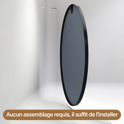 SIRHONA Miroir de maquillage avec cadre noir 900 x 900 x 35 mm, miroir rond mural - SIRHONA