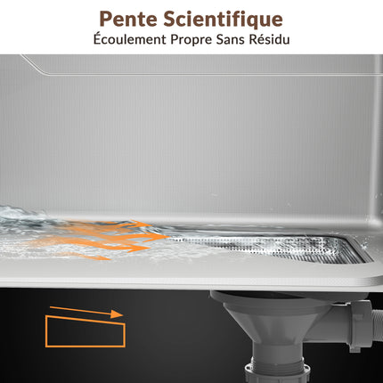 Évier de cuisine en acier inoxydable 304 SUS à 1 cuve, évier encastrable à cuve unique avec panier à déchets triangulaire côté étroit, Argenté, 70×43cm - SIRHONA