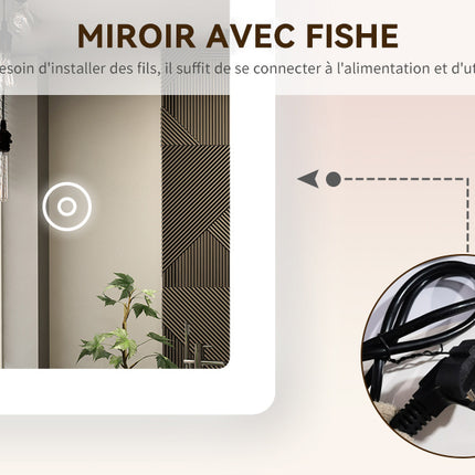 SIRHONA Miroir de Salle de Bain LED Anti-buée Miroir avec éclairage LED Miroir Cosmétiques Mural avec 3 températures de Couleur - SIRHONA