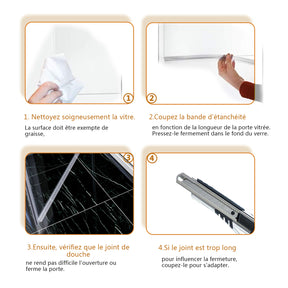 SIRHONA Incurvé Joint de Porte de DoucheJoint de douche en PVC Protection étanche verre 5-6mm Joint de douche 70-120cm - SIRHONA