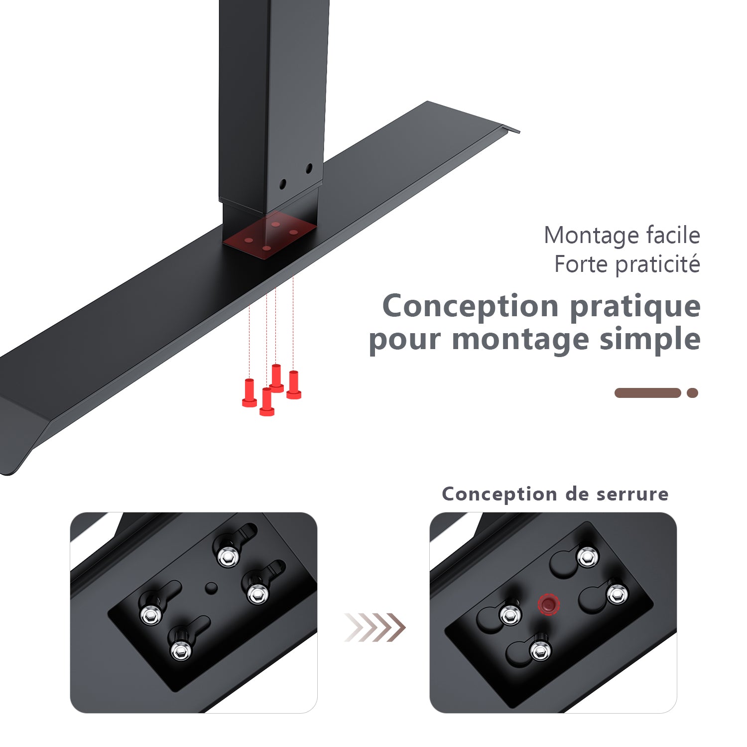 Bureau Électrique Réglable - 3 Étages  Contrôle de Mémoire  Moteur Unique  Capacité de Charge 100kg Noir SIRHONA - SIRHONA