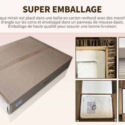 SIRHONA Miroir de Salle de Bain 70 x 50 cm Éclairage LED Miroir de Salle de Bains Rétro-éclairage Avec fiche et Anti-buée Tactile - SIRHONA