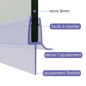 SIRHONA Incurvé Joint de Porte de DoucheJoint de douche en PVC Protection étanche verre 5-6mm Joint de douche 70-120cm - SIRHONA