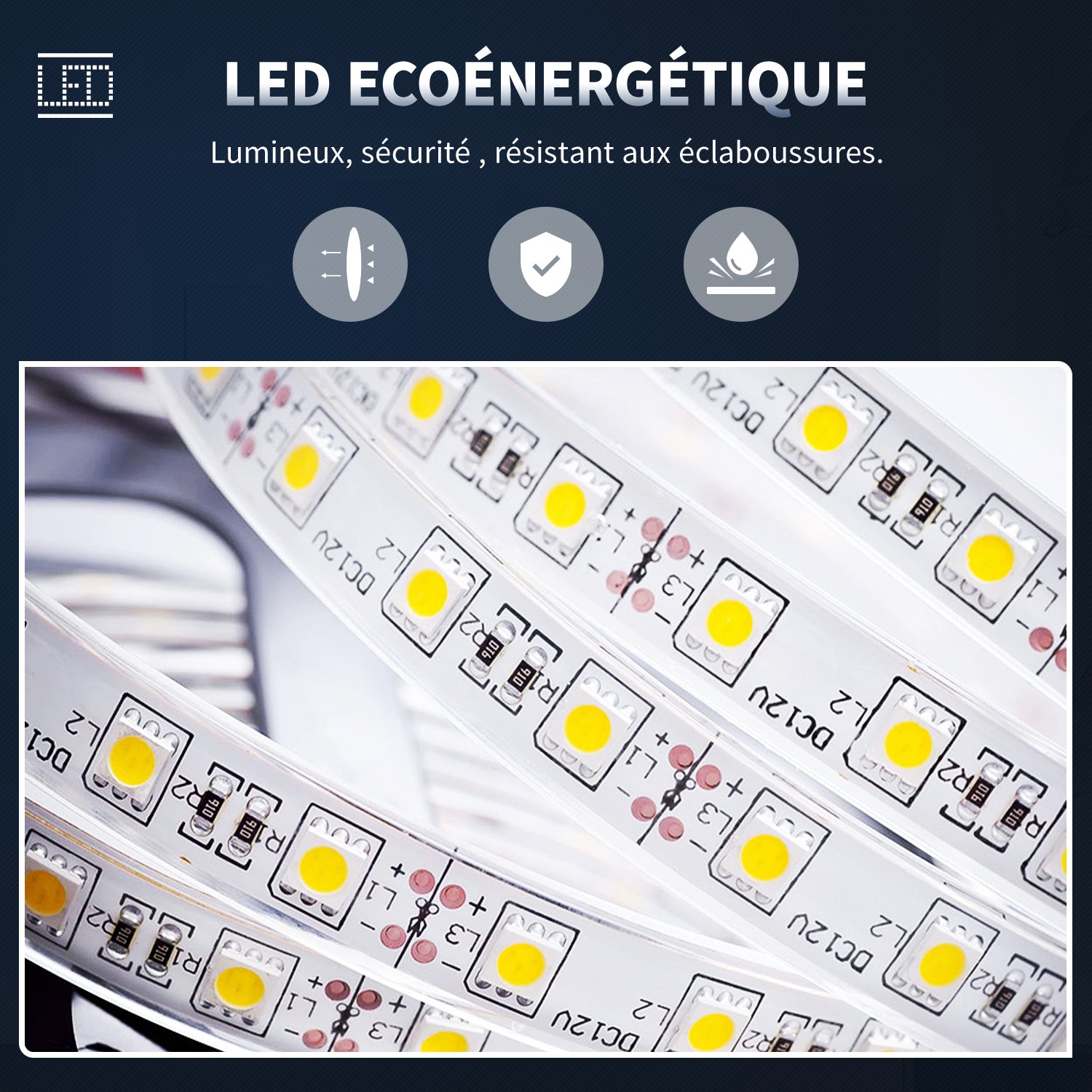 SIRHONA Miroir led 50x70 CM Miroir de salle de bains avec éclairage LED Miroir Cosmétiques Mural Lumière Illumination avec Prise Rasoir Bouton de commutation - SIRHONA