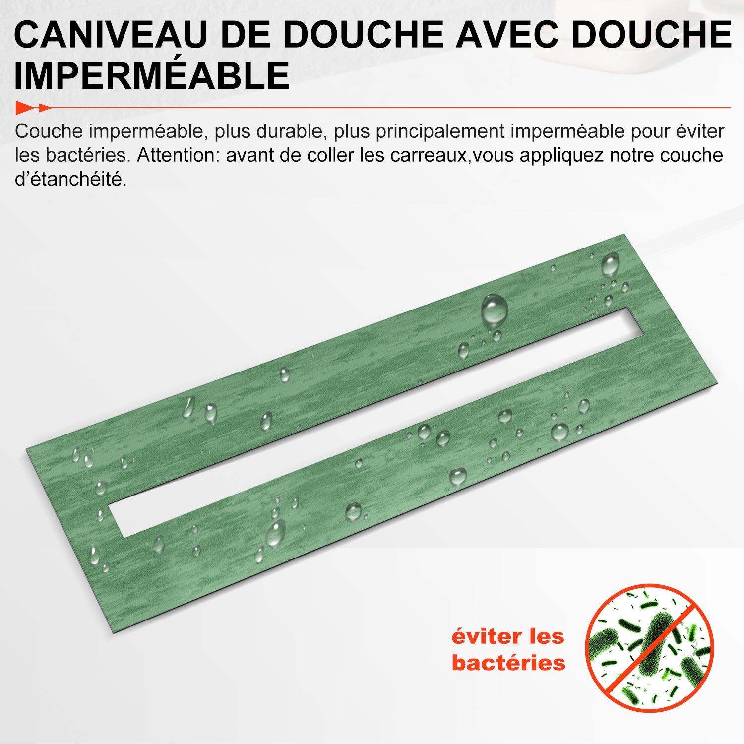 SIRHONA Caniveau Douche Italienne 50cm ~ 110cm à carreler - SIRHONA